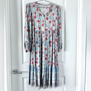 Spell Village Button Down Midi Dress Medium Boho Floral Byron Bay